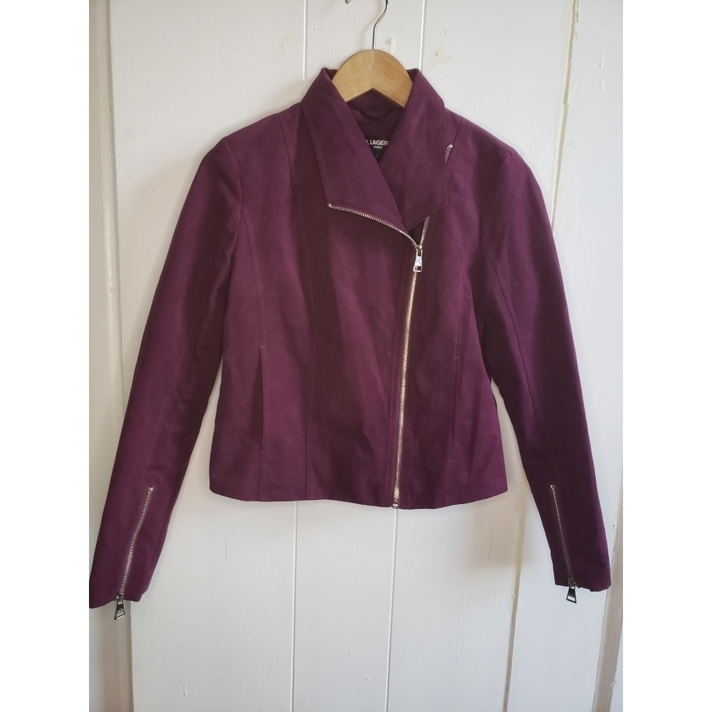 Karl Lagerfeld Purple Suede Moto Jacket